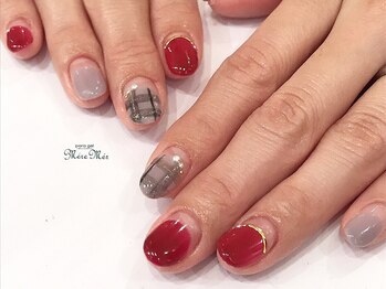 メールメール 和光市本店(MereMer)/ボルドーチェックネイル 