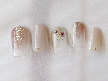 アイネイルズ 梅田店(I nails)/押し花ラメニュアンス