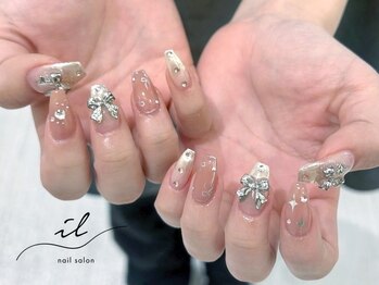 イル 京都河原町店/シルバーリボンネイル