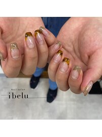 べっ甲　フレンチネイル