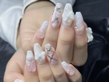 ネイルズバー 新宿店(Nails Bar)/リボン×パールネイル
