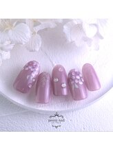 ピオニーネイル(peony nail)/水滴きらめく紫陽花ネイル