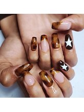 べっ甲×スター☆秋ネイル