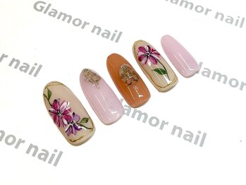 グラマーネイル(Glamor nail)/フラワー×全塗り