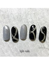 ライト ネイルズ ニシノミヤ(light nails NISHINOMIYA)/Black&Silver☆