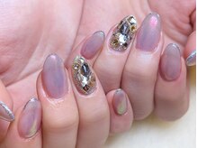 ネイルマジック 仙台一番町店(NAIL MAJIC)/くすみパープルラメライン¥9900