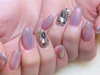 ネイルマジック 仙台一番町店(NAIL MAJIC)/くすみパープルラメライン¥9900