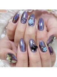 ガラスフレンチブライダルネイル