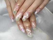 マシェリ(MA CHERIE)/手書きリボンネイル