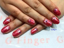 ジー フィンガー 千葉店(G)/シェルとラメのキラキラネイル