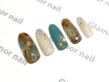 グラマーネイル(Glamor nail)/大理石×全塗り