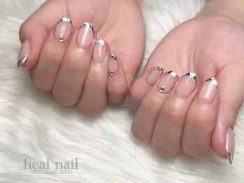 ヒールネイル(heal nail)/ガラスfrench×stone~
