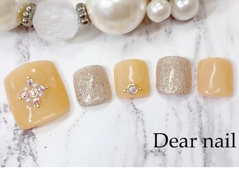 ディア ネイル(Dear nail)/フット黄色×ビジュー