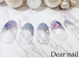ブルーフラワー×斜めフレンチ