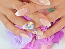 コットンローズ(Cotton Rose)/スワロフスキーネイル