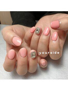 ユアサイド(yourside)/ワンカラーに立体ストーン