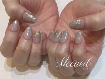 アクイユ 銀座店(ACCUEIL)/ミラーフラワーネイル