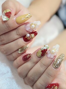 ネイルルーム アイボリー(nail room ivory)/成人式和柄ネイル