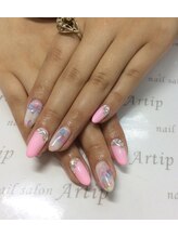 ネイルサロン アーティップ(Nail Salon Artip)/ピンク たらしこみフラワー