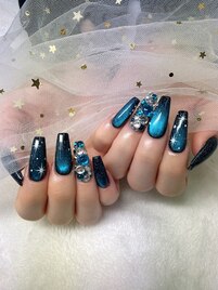 青色ギャラクシーネイル