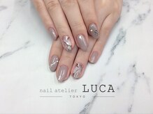 ネイルアトリエルカ(nail atelier LUCA)/W-124　初夏シアー大理石ネイル