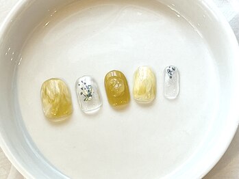 カラ ネイル 中津店(calla nail)/イエロー×もやもや