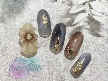 セッテネイル(Sette Nail)/ダークトーンのドロップフラワー