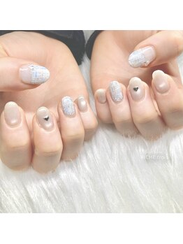 ライトブルーツイードネイル♪