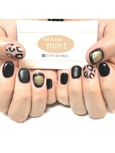 ネイルアンドアイ ミント(nail＆eye mint)/ブラックヒョウ柄ネイル