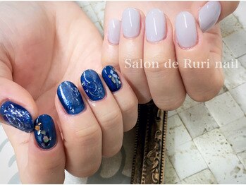 サロンドルリネイル(salon de Ruri nail)/◎深海ネイル＊アシメデザイン