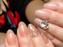 輝 白石店(HIKARI)/フィルインでビジューネイル