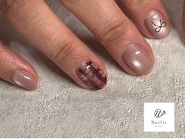 リボン チェックネイル