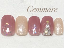キラキラクリスマスツリーネイル