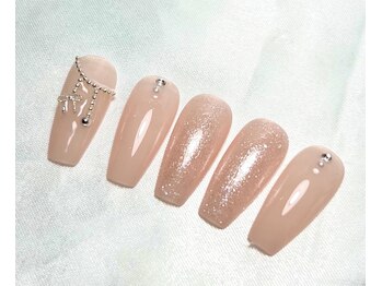 ヌードベージュリボンネイル♪