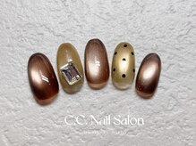 シーシーネイルサロン 池袋(C.C.Nail salon)/秋ネイル/ブラウン/水光ネイル