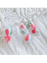 たゆ ネイル(たゆnail)/パラジェル手書き金魚ネイル