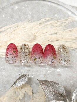ネイルサロン アージュ(Nail Salon A jyu)/キラキラピンクボルドーネイル