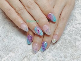 紫陽花風ネイル