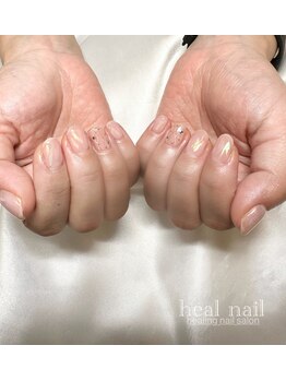 ヒールネイル(heal nail)/pinkbeige×フィルム×ライン