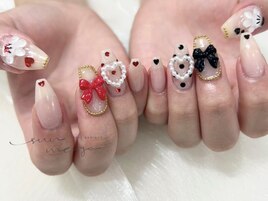 リボン×ガーリーネイル