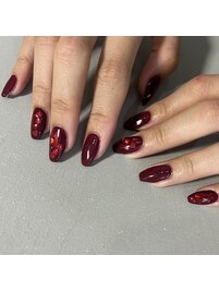 埋め込みハートネイルred