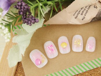 スプリング アイラッシュアンドネイル(SPRING eyelash&nail)/ポンポンシェルネイル♪