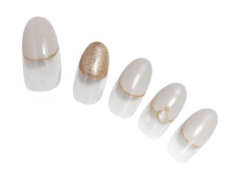 プラスネイル 北千住東口店(PLUS NAIL)/【340】丸フレ×オパール¥6,039