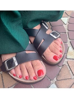 ネイルサロン リスタ(Rista)/フット ワンカラー 赤