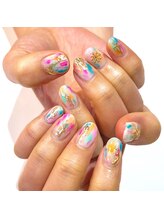 アヤネイルズ アンド アイラッシュ(AYA NAILZ.＆Eyelash)/春らしいカラーでアート風に