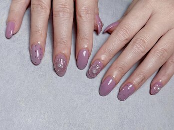 お花×ドット×ワンカラーネイル