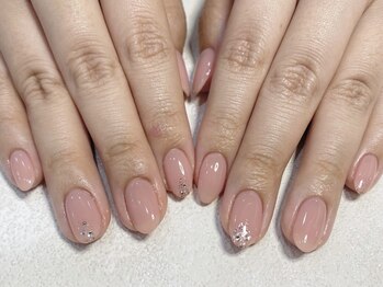 アイミーモア 国立店(aimer more)/ワンカラー×先端ラメネイル