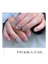 ツキカドットネイル(tsukika.nail)/水光フラッシュ×埋め尽くし