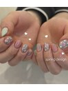 花柄のシンプルアートネイル★