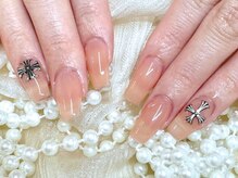 シーアンドビーネイル(C&B Nail)/チップワンカラー+パーツ２つ